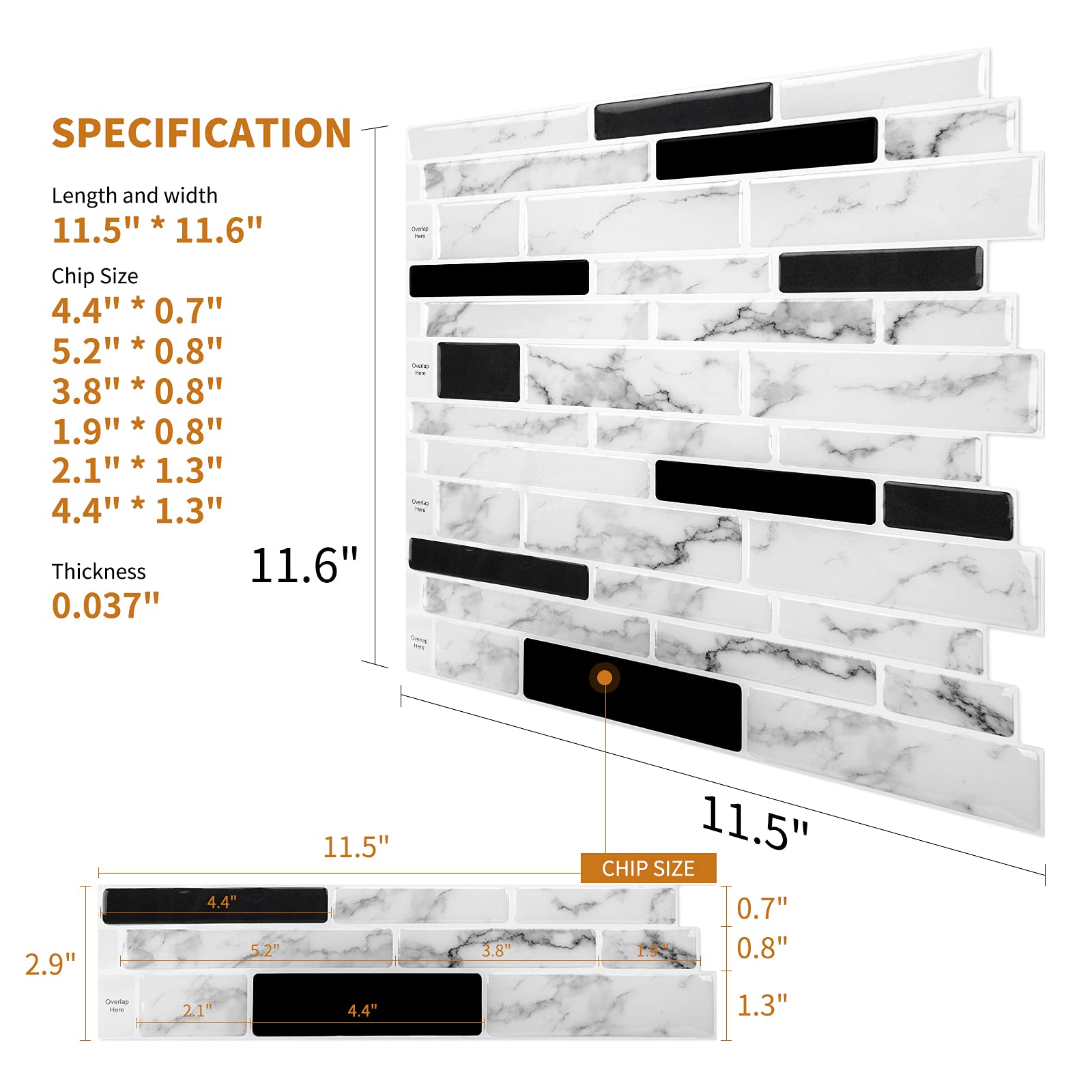 WOWSTAR 10-Sheet Peel and Stick Backsplash Tile - Self-Adhesive Kitchen Wall Tile (12