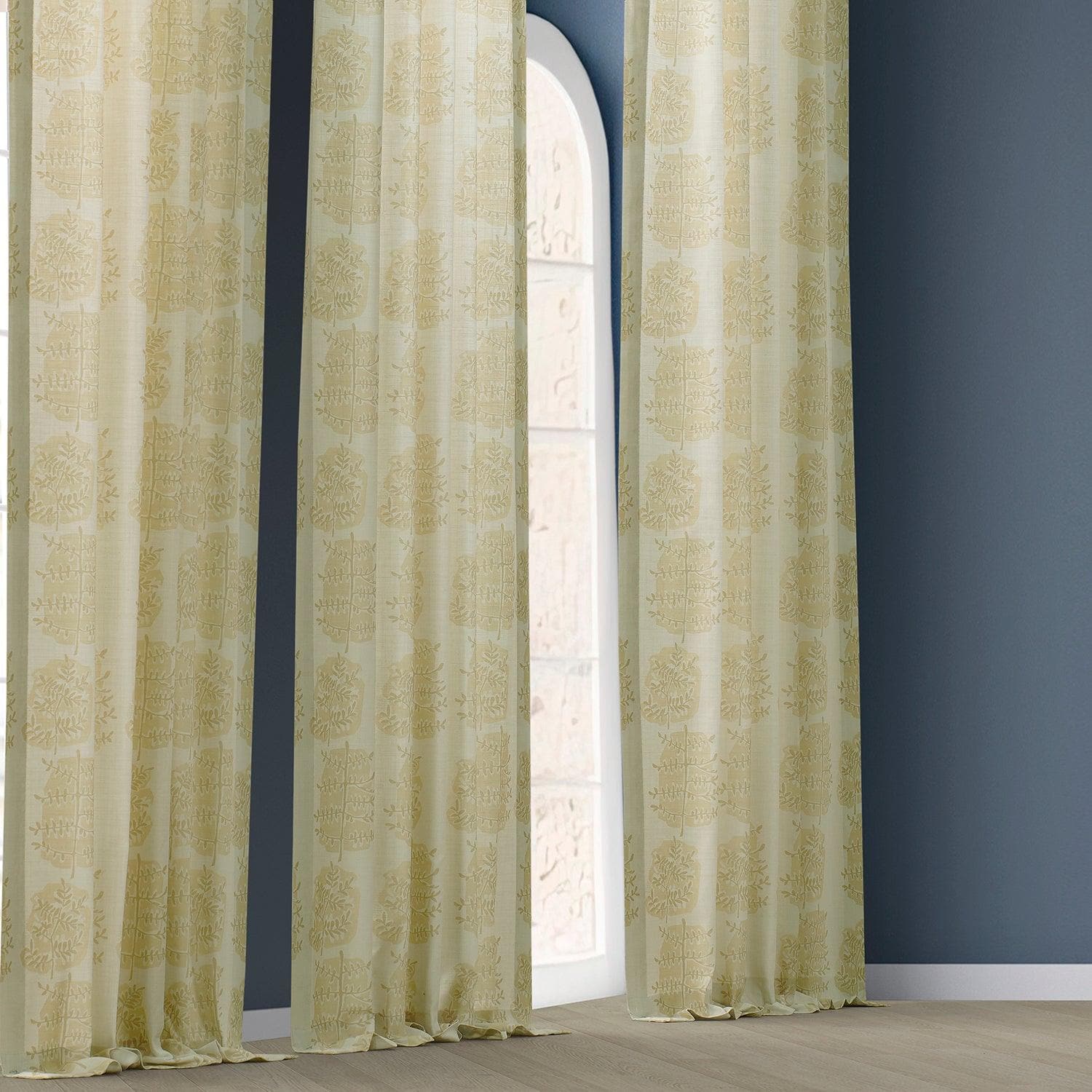 Lucky Leaf Mushroom Floral Printed Cotton Curtains for Living Room, Bedroom - Textured Window Drapes with Nature-Inspired Design