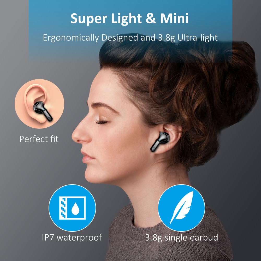 2024 Wireless Earbuds Bluetooth 5.3 with ENC Noise Cancelling Mic, 40H Playtime IP7 Waterproof In-Ear Headphones with Deep Bass & LED Display - Perfect for Gym, Running, Travel and Work Calls