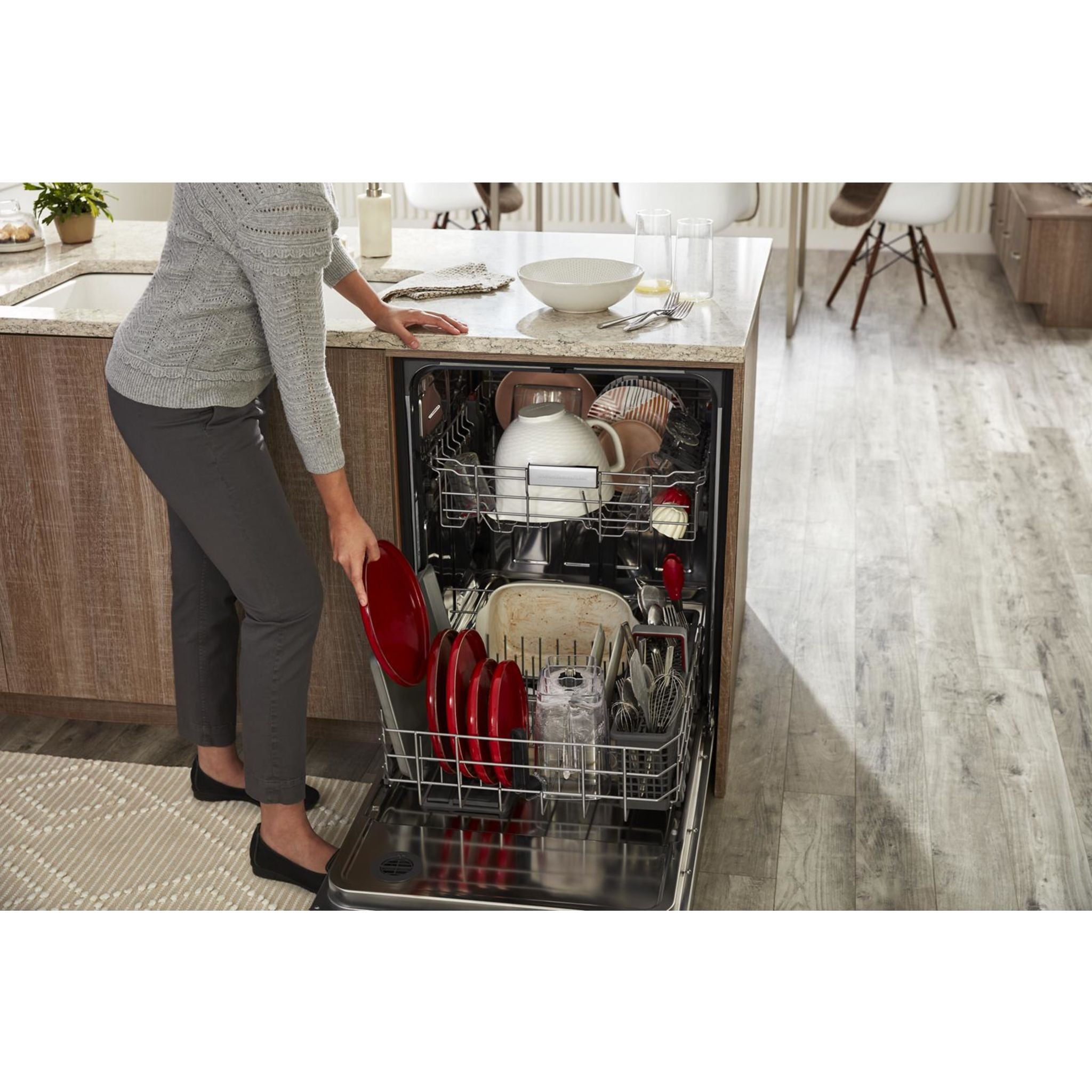 KitchenAid KDFE104KWH Built-in Dishwasher - 24 Inch White Energy Star Certified for Modern Kitchens | Perfect for Small Families & Daily Dish Cleaning