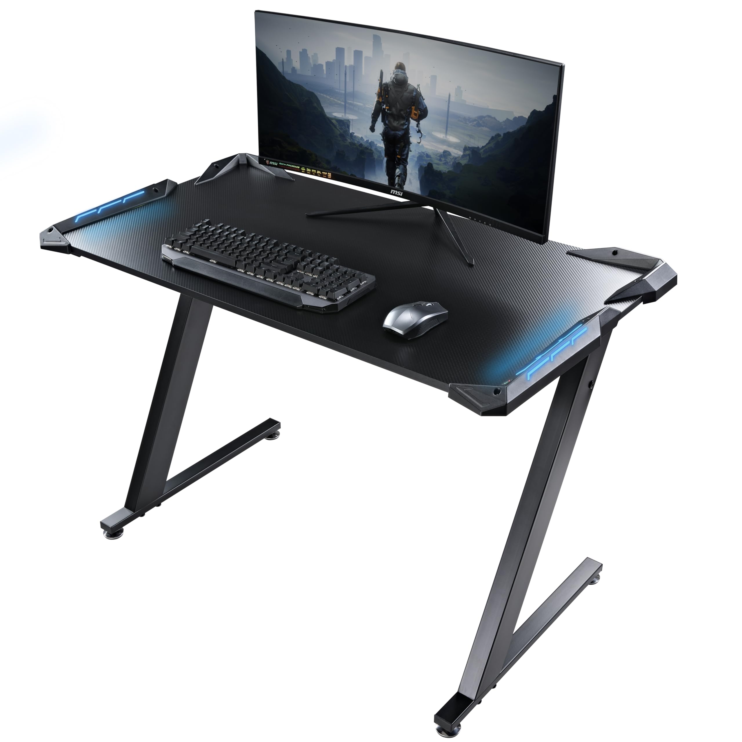 EUREKA ERGONOMIC Gaming Desk with LED Lights - 48 Inch RGB Computer Desk for Home Office, Small Gaming Table with Cable Management - Black | Perfect for PC Gaming Setup & Workstation
