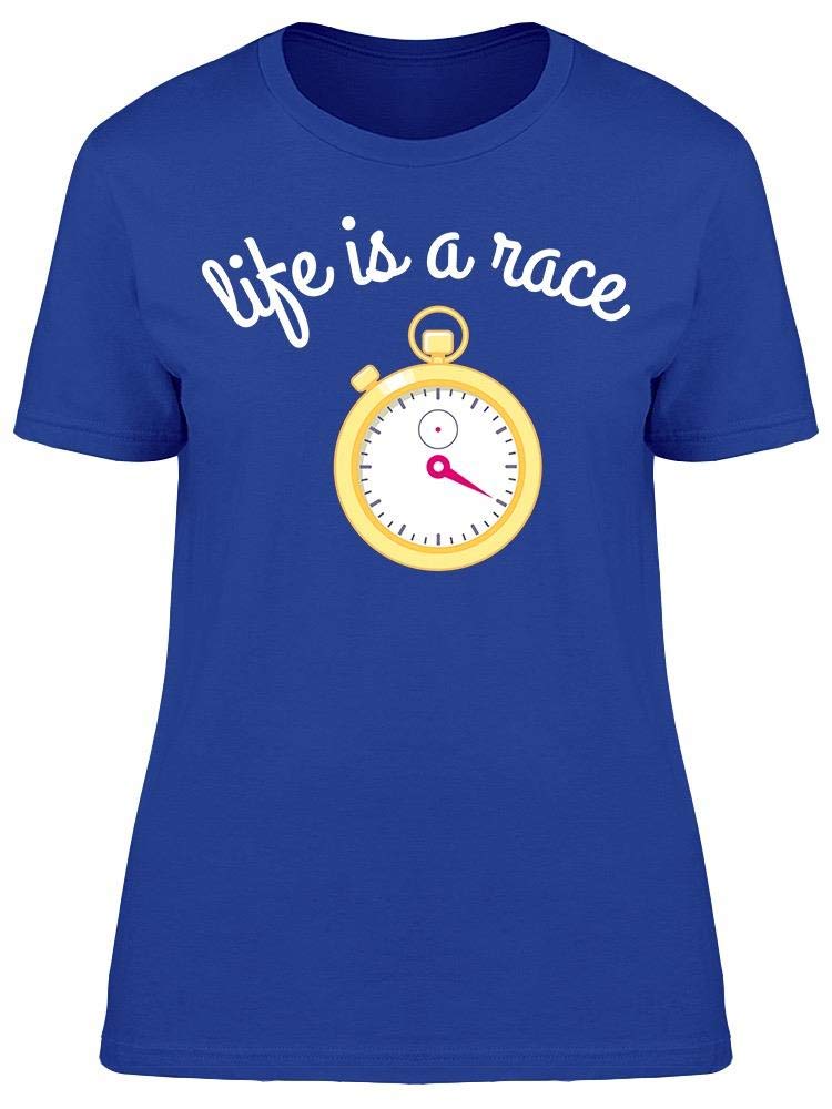 Smartprints Life Is A Race Timer Sketch Graphic T-Shirt for Women - Soft Cotton Tee for Running, Gym Workouts & Casual Wear