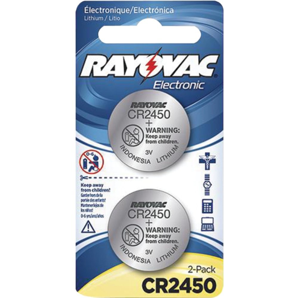 RAYOVAC KECR2450-2A CR2450 3V Lithium Batteries (2-Pack) - Long-Lasting Power for Keyless Entry Systems, Cameras & Small Electronics - Perfect for Home Security, Car Key Fobs & Digital Devices