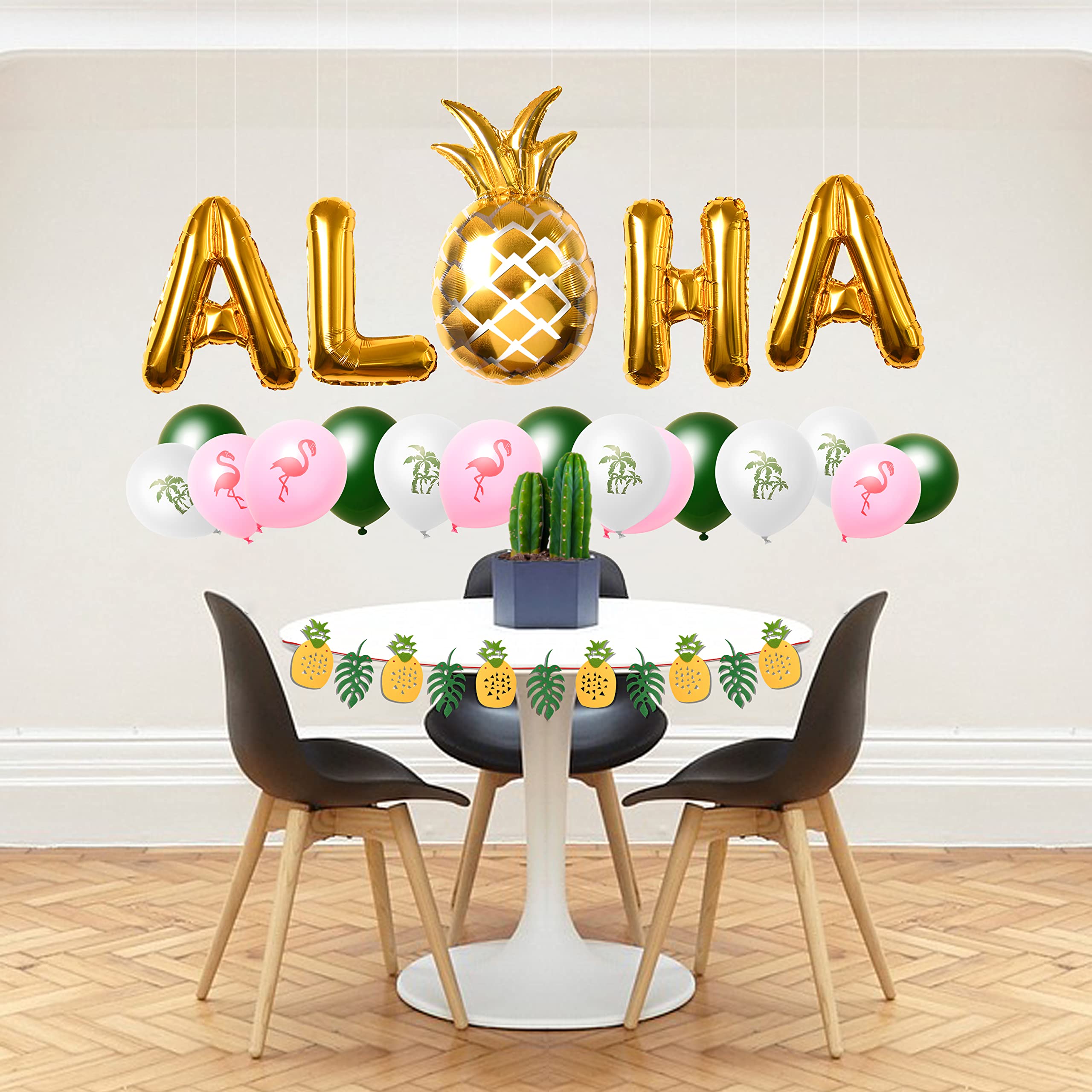 SOLAS Luau Party Decorations Kit - Hawaiian Tropical Birthday Party Supplies with Balloons & Banner - Perfect for Luau Themed Parties, Hawaiian Birthday Celebrations, and Tropical Summer Events - Great for Indoor & Outdoor Decorations