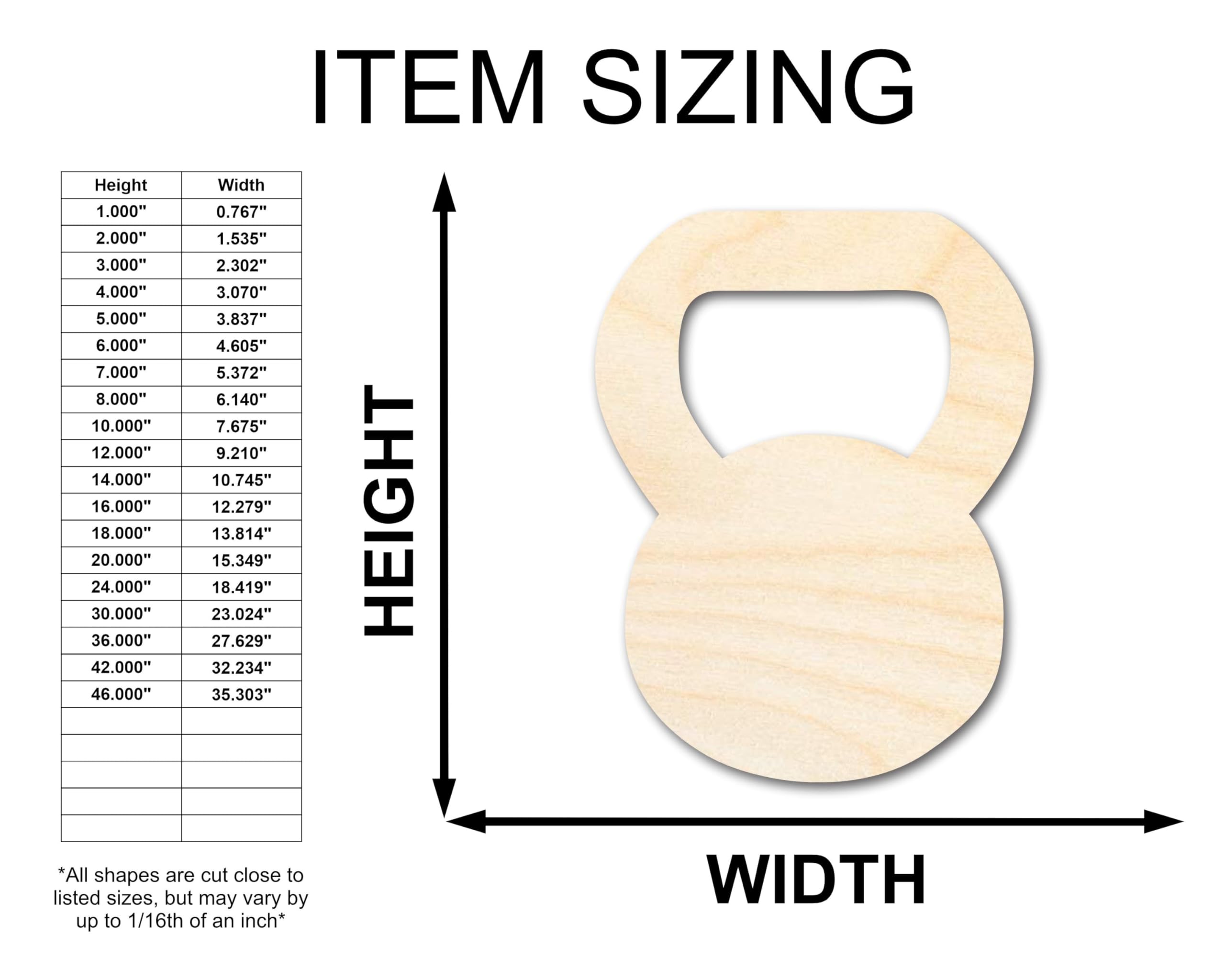 Unfinished Wood Kettlebell Shape - DIY Fitness Craft Cutout for Home Gym Decor (8