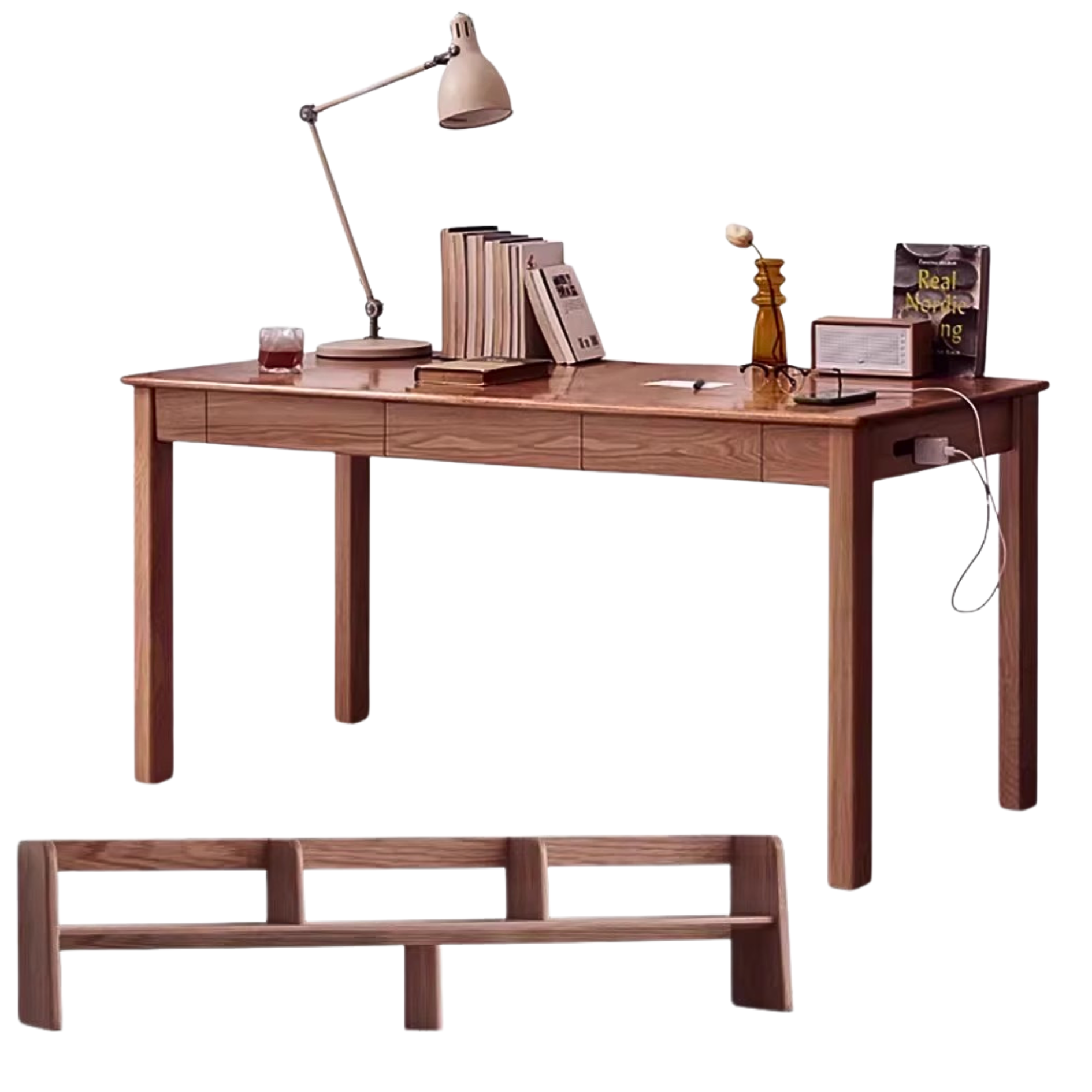 out of stock 70.9x29.5x41.33 inch / 180x75x105сm / walnut color / Ash three-drawer desk + shelf