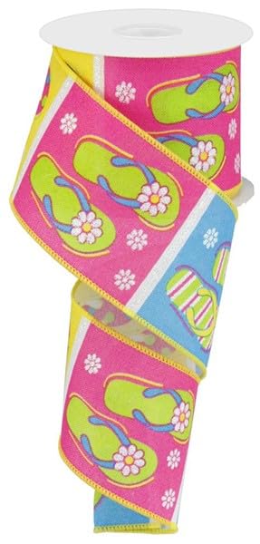 Colorful Wired Edge Ribbon for Flip Flops - 2.5