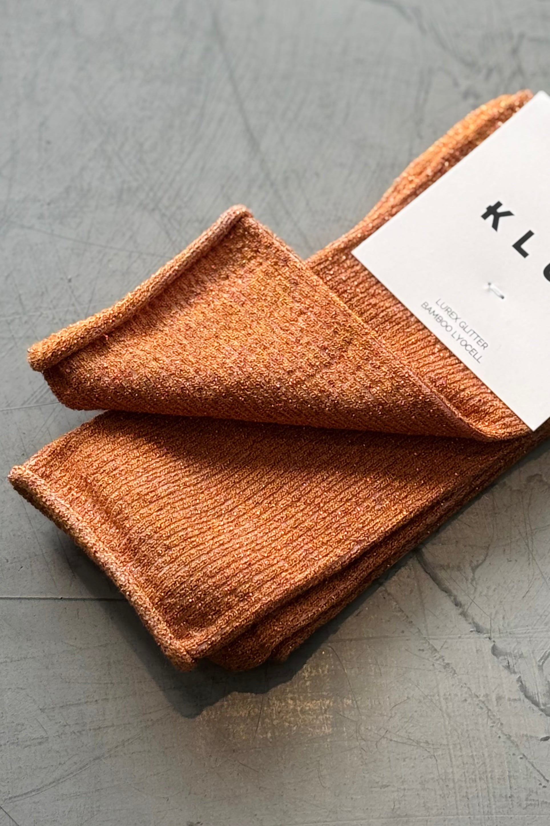KLUE Glitter Lurex Socks for Women - Terracotta Color | Shimmering Fashion Socks for Parties, Holidays & Special Occasions