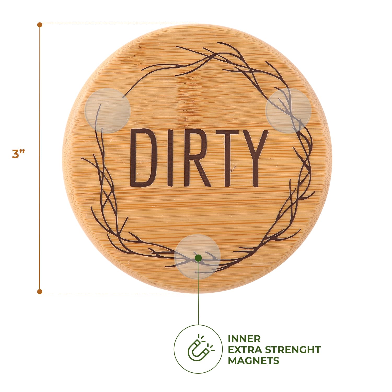 Bamboo Dishwasher Magnet Clean Dirty Sign - Eco-Friendly Dishwasher Indicator for Kitchen, Dishwasher Status Magnet for Home & Office Use