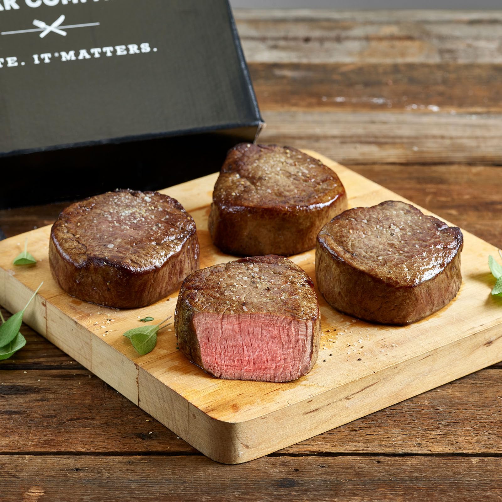 Premium Gift Boxed Super Trimmed™ Filet Mignon Steak - 8 oz Each, Aged 28 Days Beef Tenderloin, Hand-Trimmed, Hearty Bone-In Flavor - Kansas City Steak Company - Perfect for Special Occasions, Romantic Dinners & Gourmet Cooking