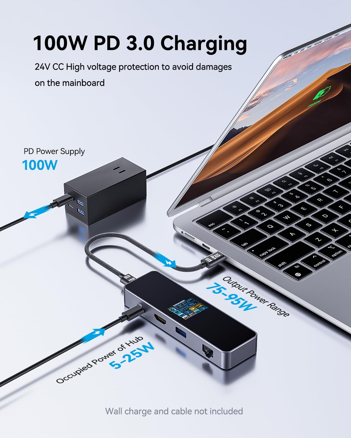 DOCKCASE 6-in-1 USB C Hub with 4K HDMI, Gigabit Ethernet, 100W PD - USB C Adapter for MacBook Pro/Air, Dell XPS, iPad Pro | Portable Laptop Docking Station for Work, Travel & Home Office