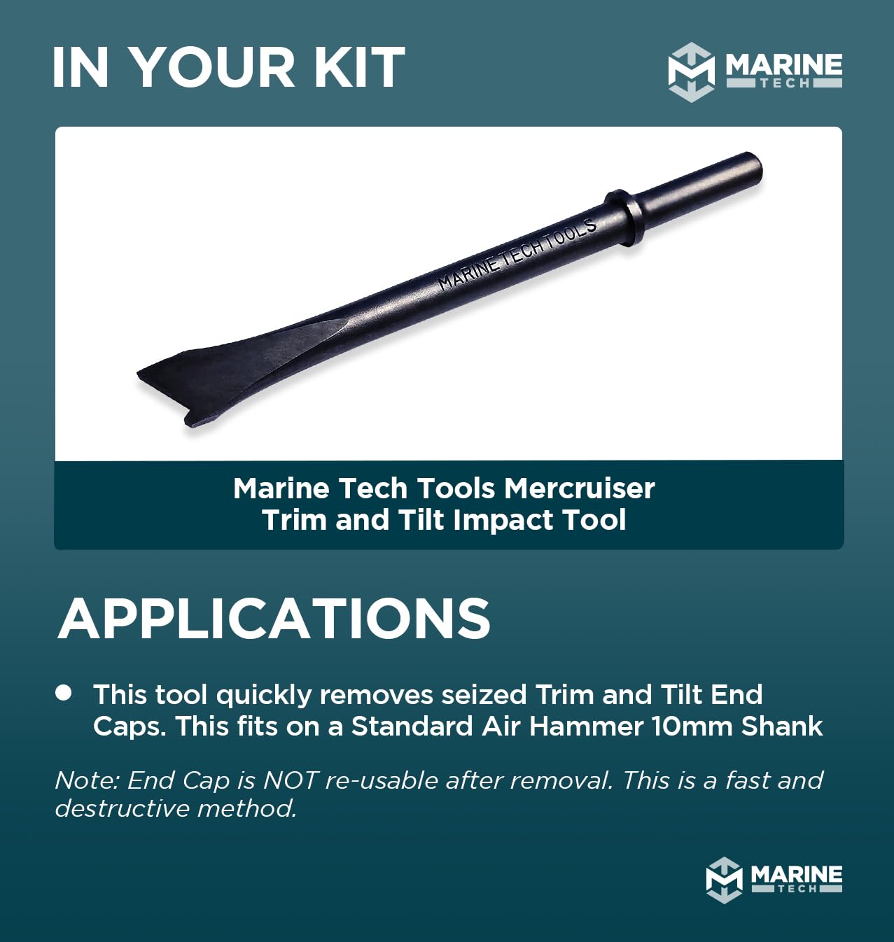Marine Tech Tools Trim Tilt Impact Tool - Hydraulic Cap Remover for Standard 10mm Air Hammer | Outboard Motor Tilt Trim End Cap Removal Kit | Perfect for Boat Maintenance & Marine Engine Repair
