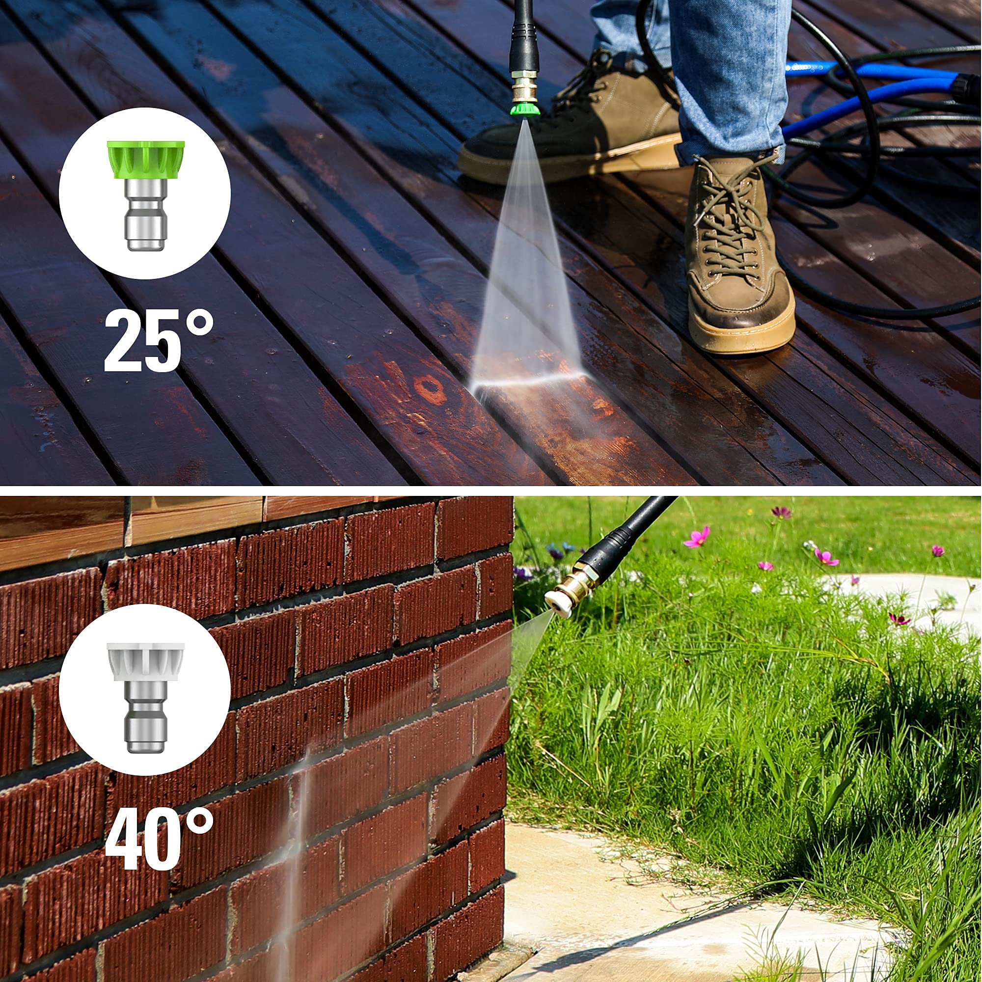 POWERWORKS 1700 PSI 1.2 GPM Electric Pressure Washer with 20ft Hose & 3 Nozzles - PWMA Certified for Car Washing, Garden Cleaning & Outdoor Home Maintenance (Red)