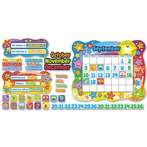 Star Calendar Bulletin Board Set with Stars - 31.5 x 26 Inch Classroom Organization Tool for Teachers | Perfect for School, Office & Home Planning