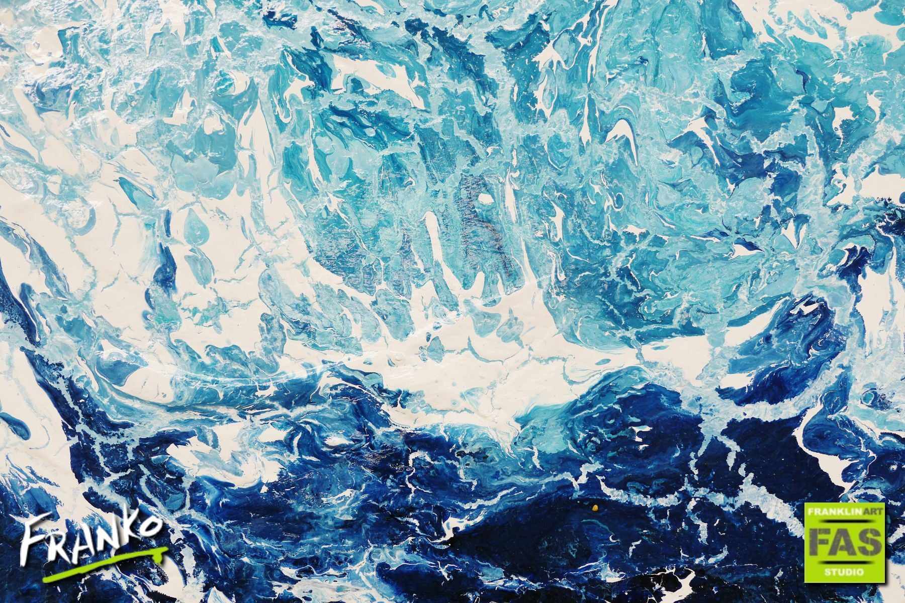 240cm x 100cm Blue Abstract Canvas Wall Art - Modern Large Painting for Living Room, Bedroom & Office Decor