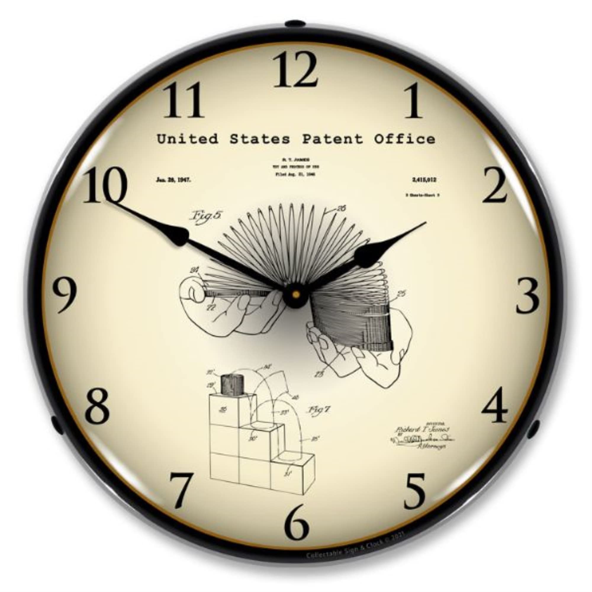 Vintage Slinky Toy LED Wall Clock - 14 Inch Retro Lighted Decor for Home, Office & Game Room | 1947 Patent Design | Unique Gift Idea for Kids & Adults