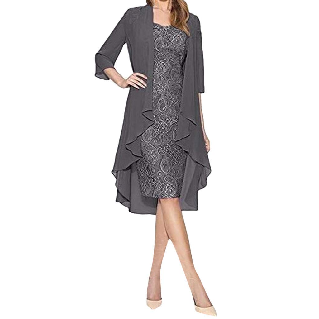 Elegant Two-Piece Lace Dress for Women - Mother of The Bride & Special Occasion Outfit | Solid Color Formal Gown for Weddings, Parties & Evening Events