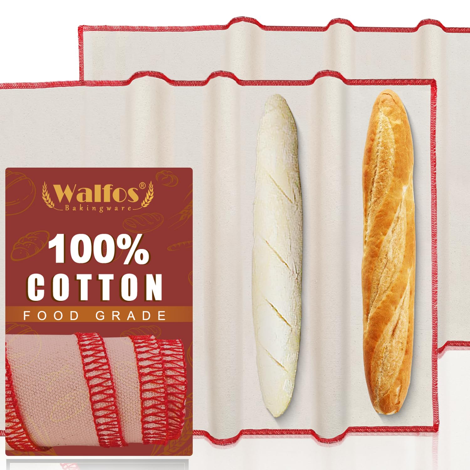 Walfos 2-Pack Cotton Bakers Couche & Proofing Cloth (29