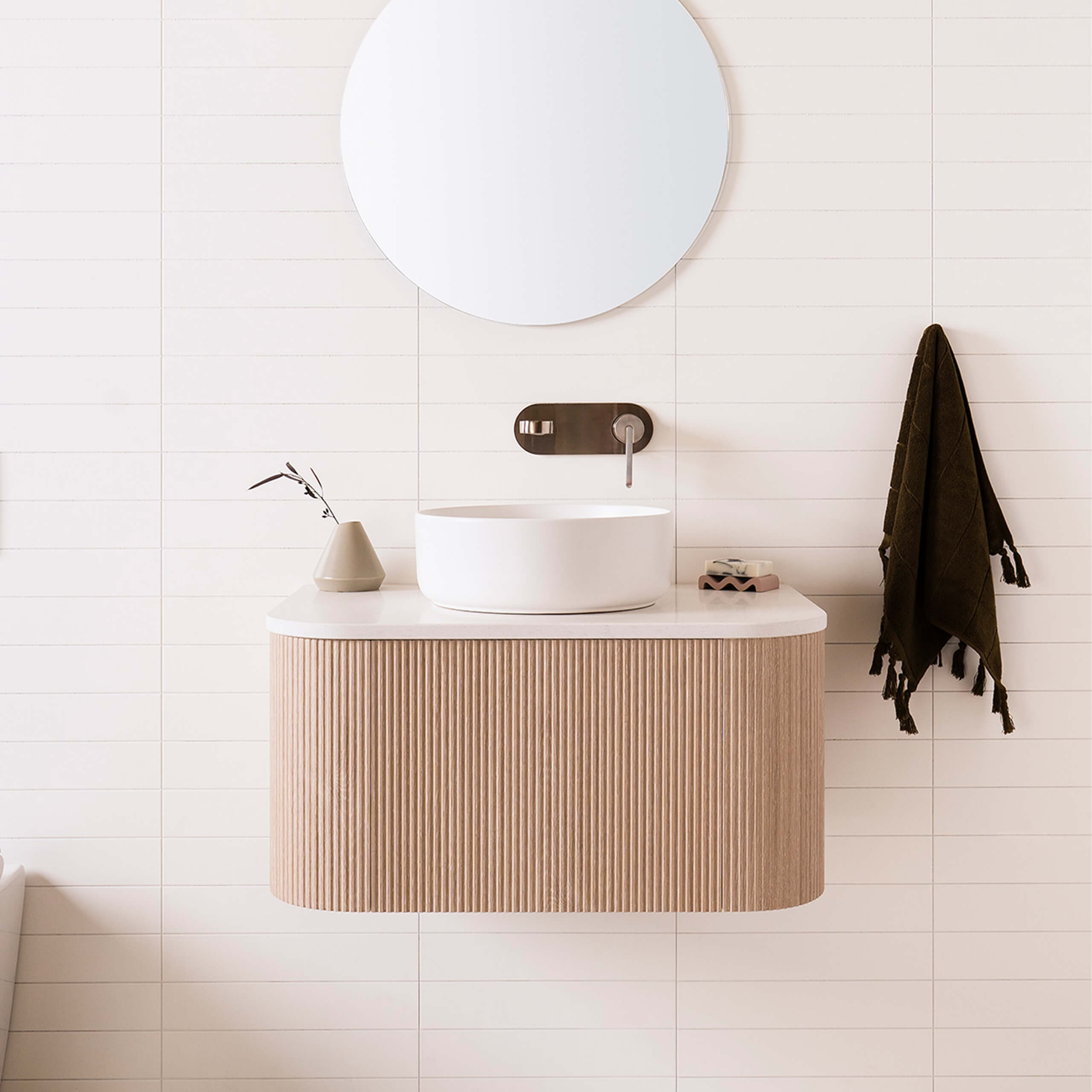 ADP Waverley Wall-Mounted Bathroom Vanity with Durasein Solid Surface - Modern Floating Sink Cabinet for Small Spaces & Contemporary Bathroom Design