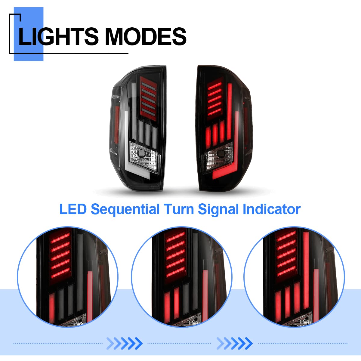ROXX LED Sequential Tail Lights Assembly for 2014-2022 Toyota Tundra - DRL/Brake Lights Replacement Rear Lamps (Clear Lens, 1 Pair) - Upgrade Your Pickup's Style & Safety for Night Driving & Off-Road Adventures