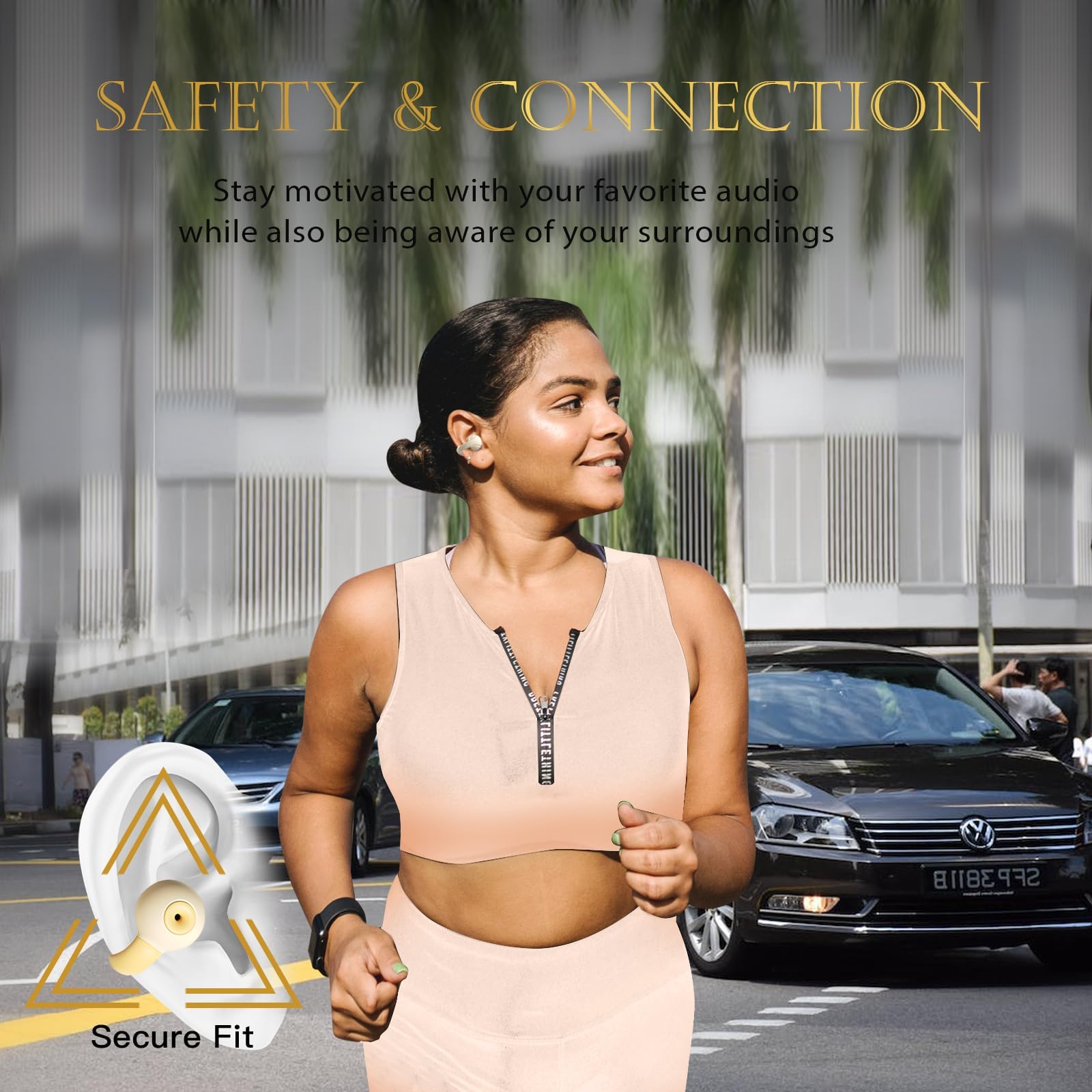 Wireless Bone Conduction Headphones - Open Ear Bluetooth Earbuds with Secure Ear Clips for Running, Cycling & Outdoor Sports | Sweatproof & Comfortable