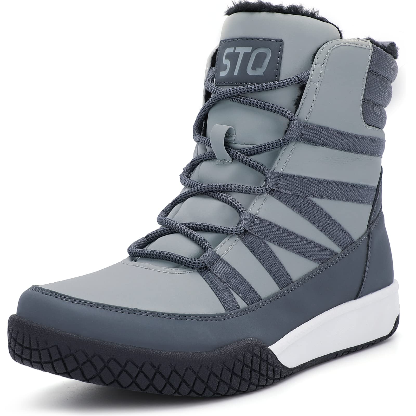STQ Women's Winter Walking Boots - Waterproof Zip Up Ankle Boots with Laces | Lightweight Warm Snow Boots for Hiking, Travel & Daily Wear