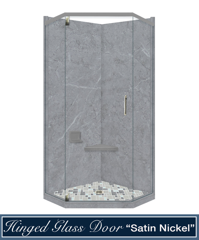 Grio Marble Newport Mosaic Neo Shower Enclosure Kit - Waterproof Bathroom Upgrade for Modern Homes, Perfect for Master Bath & Spa Retreats