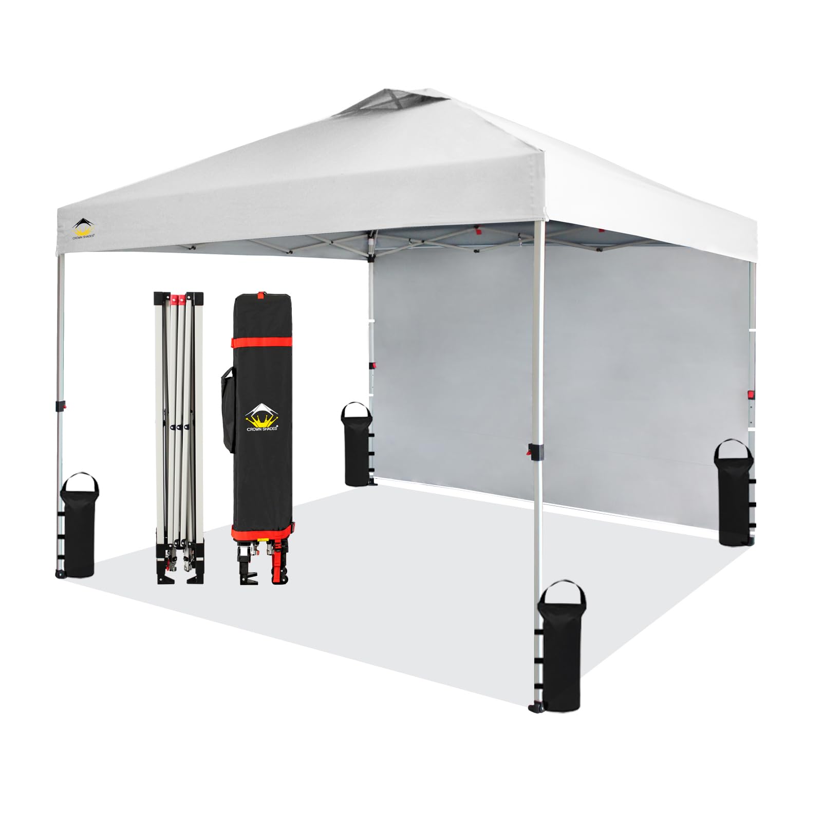 10x10 Pop Up Canopy Tent with 1 Side Wall - Instant Setup Beach Tent & Outdoor Sun Shade for Camping, Parties, Backyard BBQs - Portable Gazebo with Carry Bag (White) | Perfect for Beach Days, Tailgating & Outdoor Events