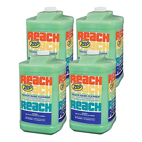Zep Reach Heavy Duty Hand Cleaner & Degreaser - 1 Gallon (Pack of 4) - Industrial Strength Mechanic Hand Soap for Grease, Oil & Dirt Removal | Perfect for Auto Shops, Construction Sites & Industrial Workplaces