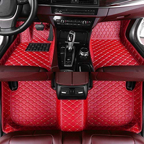 All-Weather Non-Slip Red Leather Car Floor Mats for 2018 Lexus RX350L 7-Seater - Full Coverage Protection - Perfect for Winter, Rainy Days & Off-Road Adventures