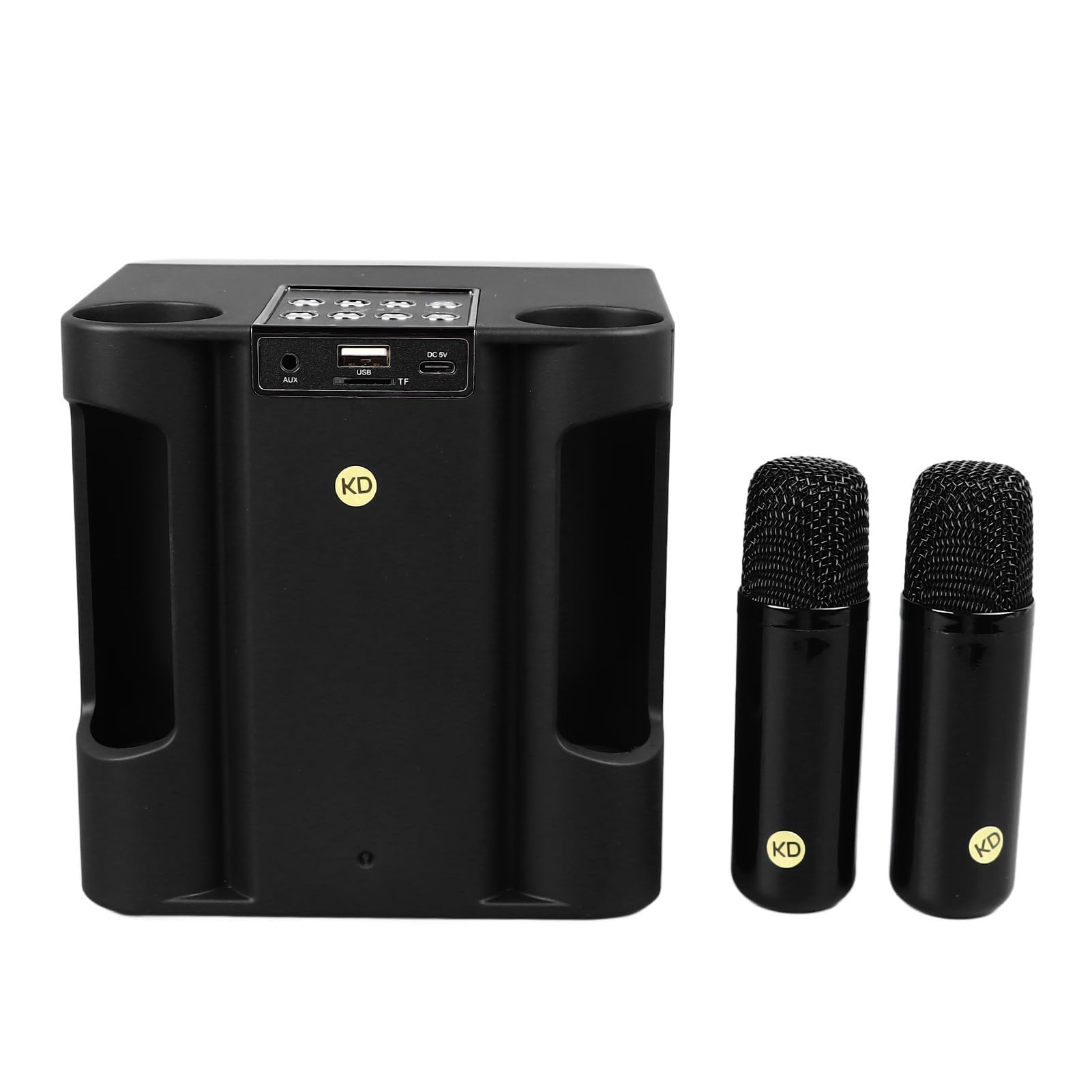 Portable Bluetooth Karaoke Machine with 2 Wireless Microphones - Mini Karaoke System for Adults & Kids, Supports TF Card/USB/AUX Input, Compatible with Smartphones & Tablets (Black) - Perfect for Home Parties, Travel & Family Gatherings