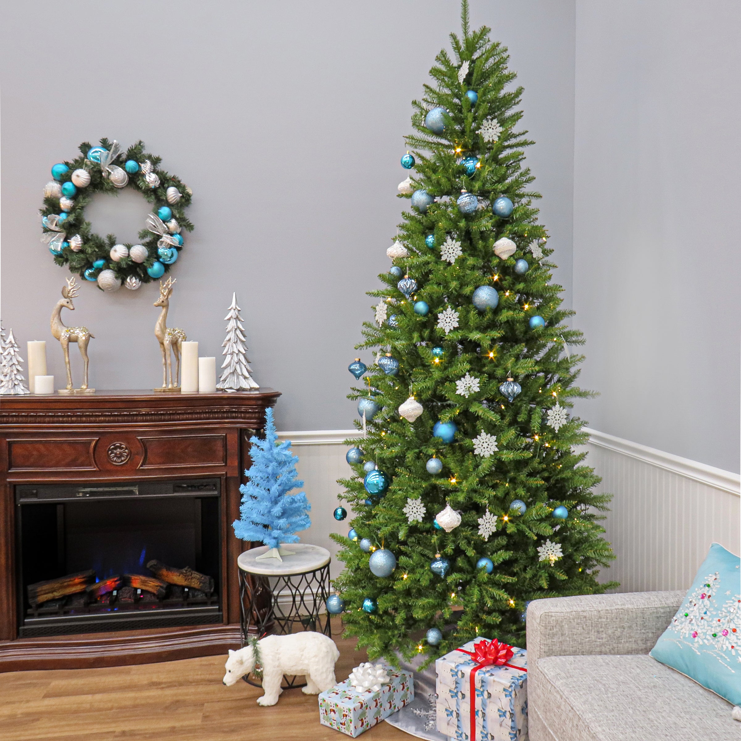 9 ft. Dunhill Fir Slim Artificial Christmas Tree - Premium Realistic Holiday Decor for Home, Office & Party