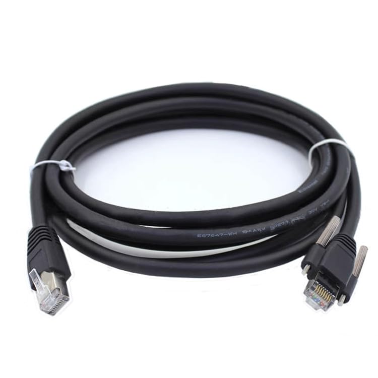 **Industrial Gigabit Ethernet Cable for CCD Cameras - Locking & Fixed Design, 2m Black - Ideal for Surveillance, Security & Industrial Camera Systems**