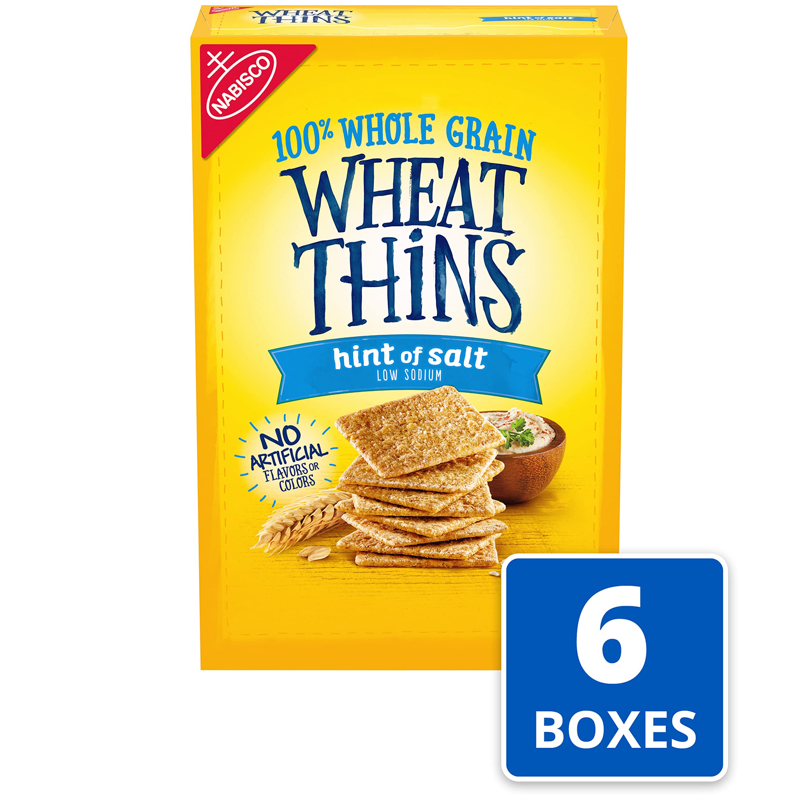 Wheat Thins Hint of Salt Low Sodium Whole Grain Wheat Crackers - Healthy Bulk Snacks (6 Pack, 8.5 oz Boxes) | Perfect for Office, School Lunches & On-the-Go Snacking
