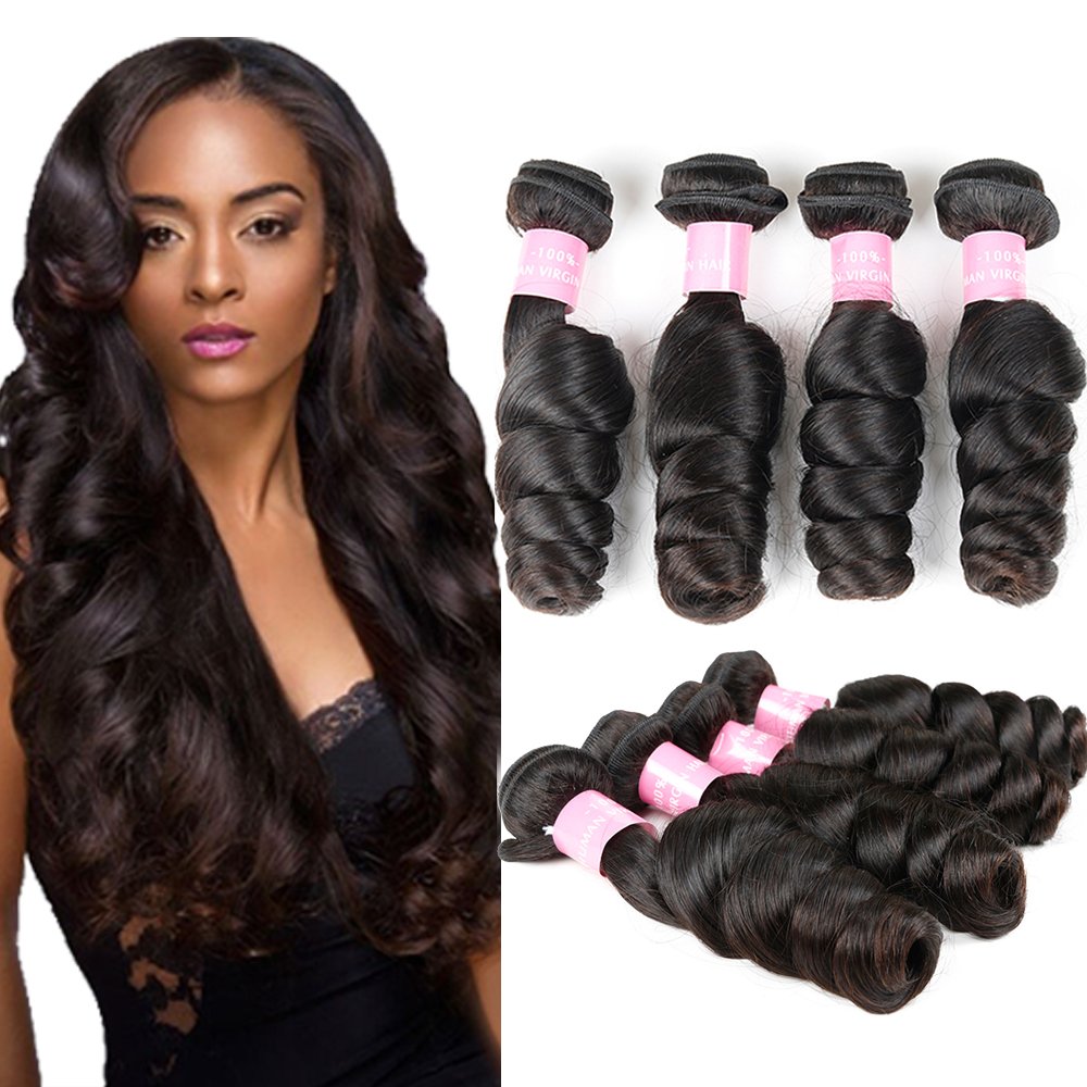 Brazilian Unprocessed 100% Virgin Human Hair Extensions - 4 Bundles Loose Wave 8A Grade (16 18 20 22 Inch) with Bleached Knots for Natural Look | Perfect for Daily Wear, Parties & Special Occasions
