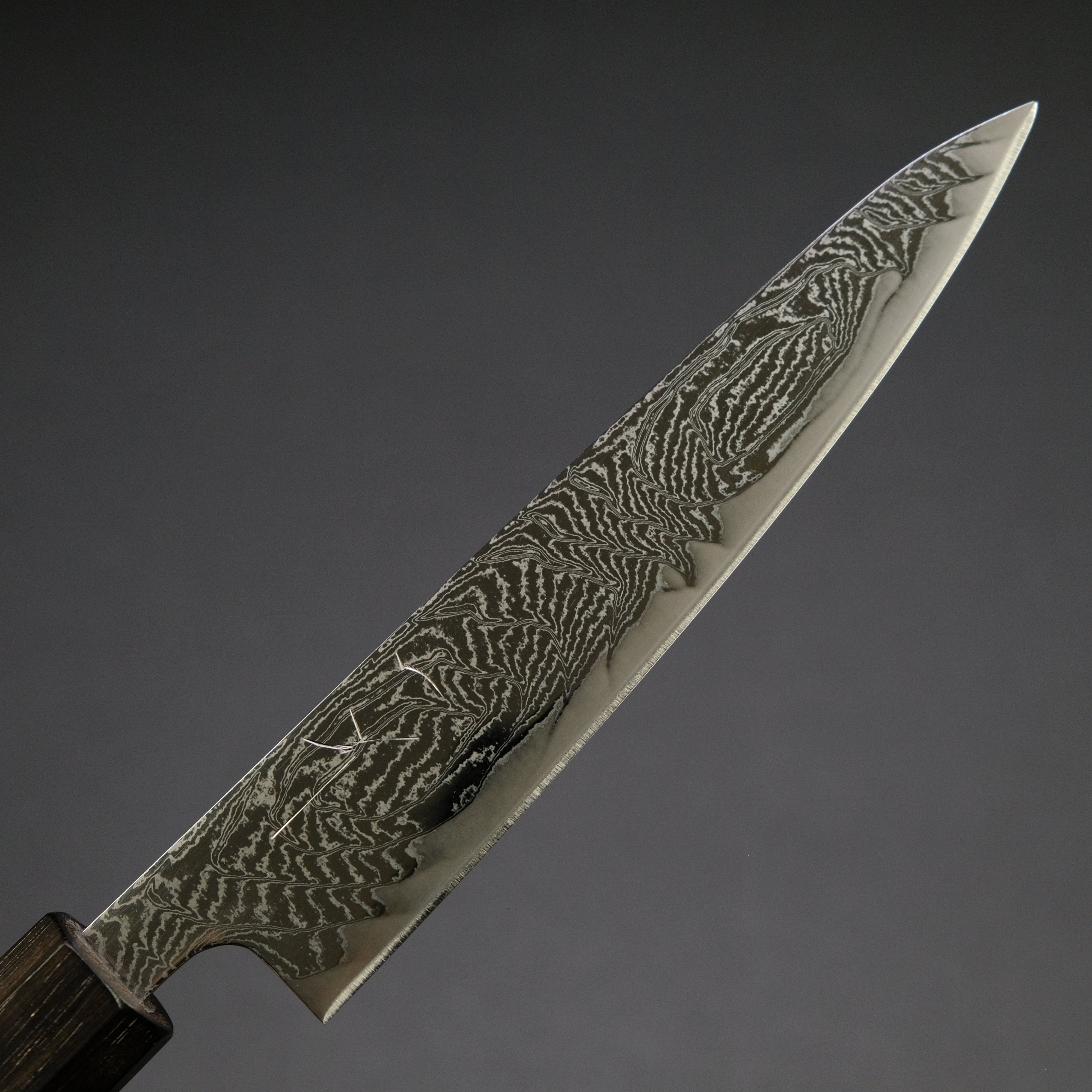 Hitohira Futana 135mm Petty Knife - Nickel Damascus Steel Blade with Tagayasan Wood Handle - Perfect for Precision Slicing, Fruit Cutting & Kitchen Tasks