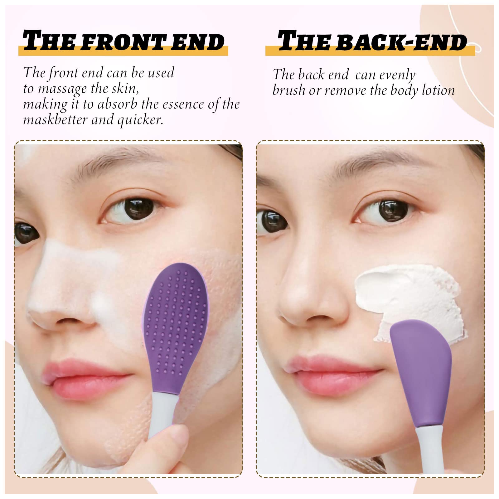 Andiker 2-Pack Silicone Face Mask Brush Set - Reusable Facial Cleansing Brush for Skincare, Makeup & Lotion Application - Gentle Skin Care Tool for Face Masks, Eye Masks & Body Cream (Blue & Purple) - Perfect for At-Home Spa Days & Travel Skincare Routine