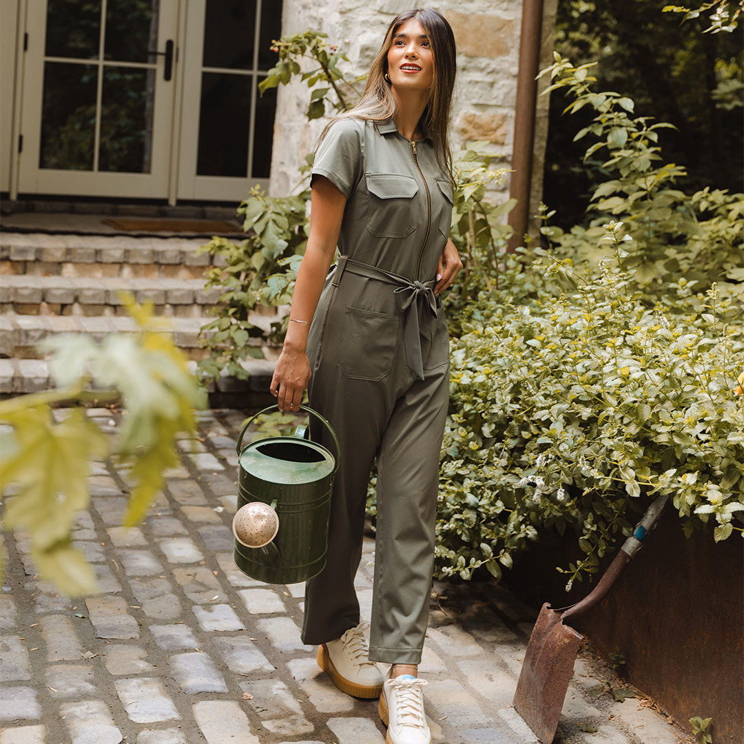 Stylish Olive Green City Jumpsuit for Women - Trendy One Piece Outfit for Urban Fashion, Workwear & Casual Wear