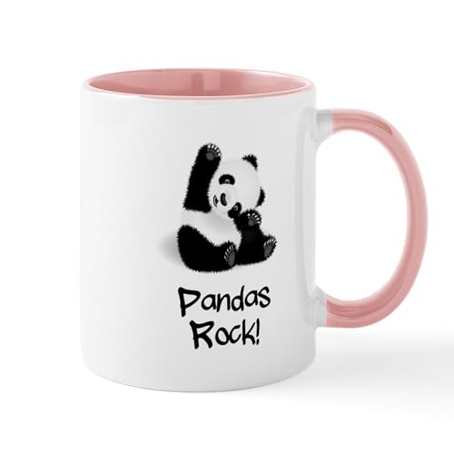 White/Pink Inside - Panda's Rock! Mugs