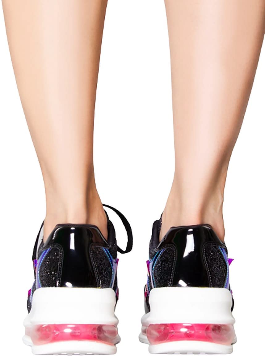 Women's Fashion Light Chaser Holographic Sneakers - Trendy Reflective Running Shoes for Women, Comfortable Walking Shoes for Casual Outfits & Night Jogging