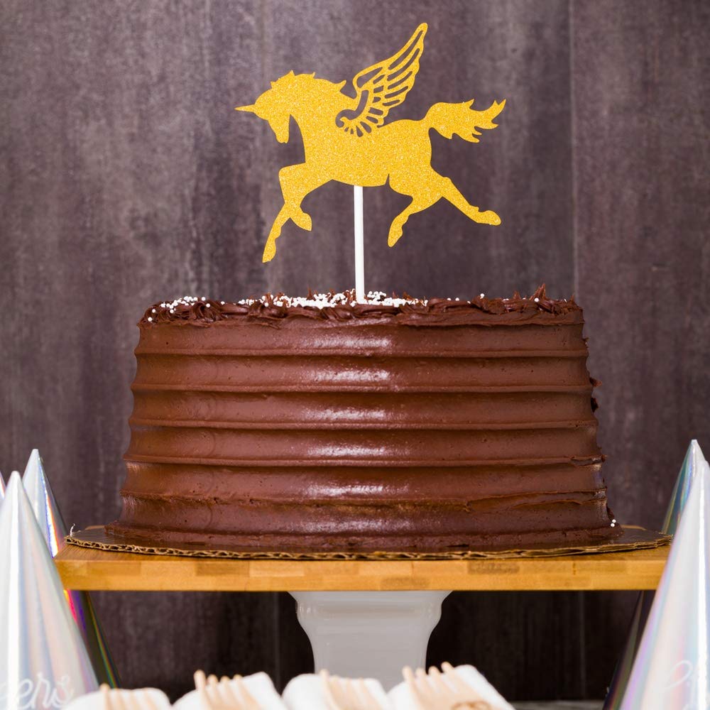 10-Pack Unicorn Cake Toppers 6x4.3 Inch - Gold Glitter Paper Cake Decorations for Birthday, Baby Shower & Wedding | Durable Cake Insert Toppers for Professional Bakeries & Home Baking