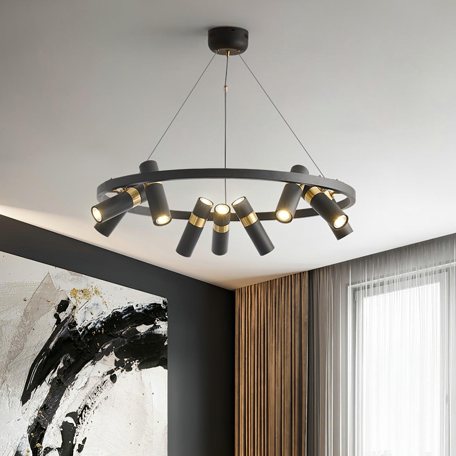 Black Multi-Pipe Chandelier - Modern Industrial Ceiling Light Fixture for Dining Room, Living Room & Bedroom Decor