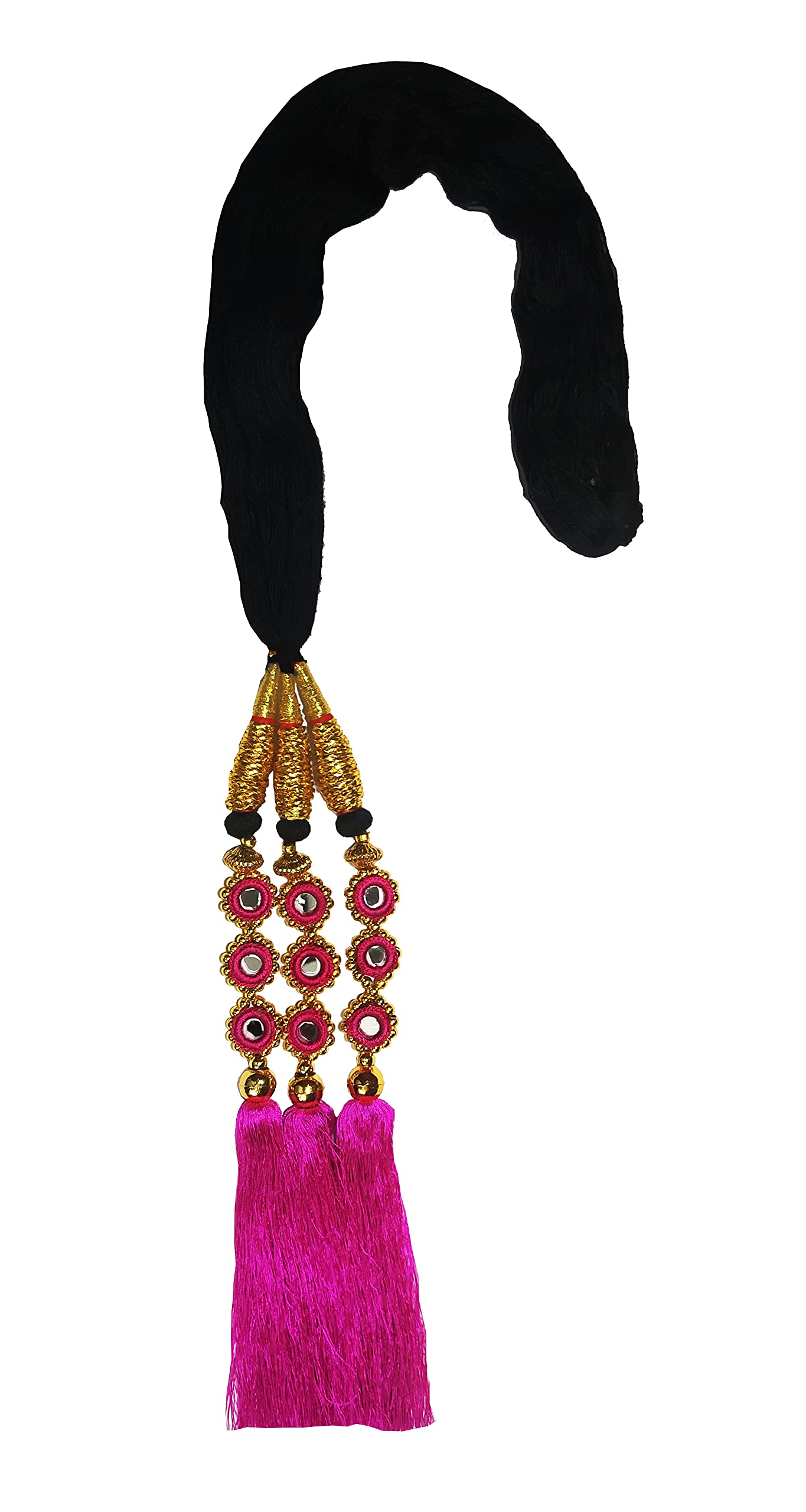 HARSHITANJAL Parandi Hair Extensions - Braid Hair Accessories for Women, Pink (HGS2210) | Perfect for Weddings, Parties & Festivals