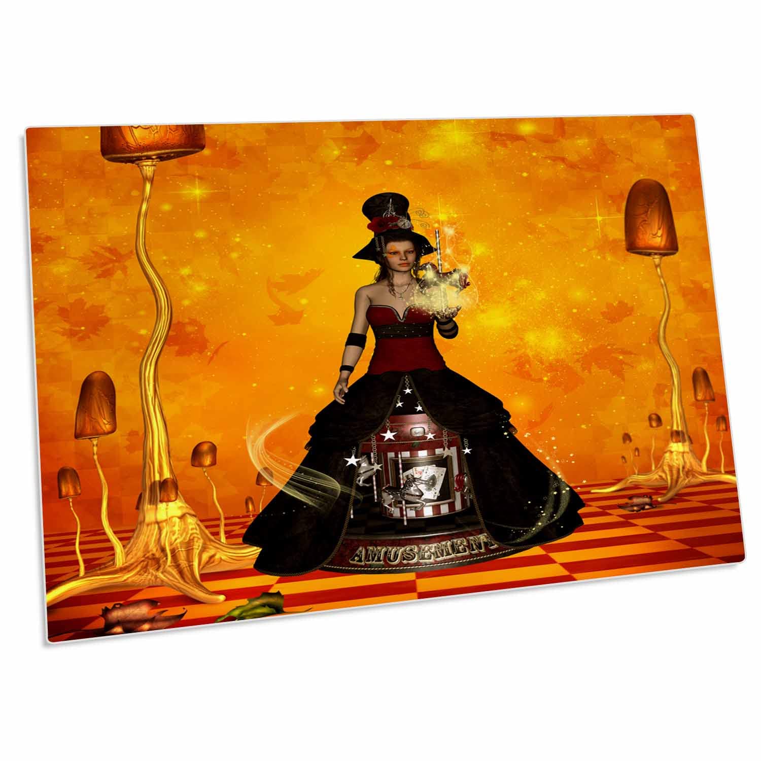 3D Rose Fantasy Women with Carousel and Horses - Non-Slip Desk Pad & Place Mats Set (dpd-289155-1) | Waterproof Table Protector for Dining, Office, and Home Decor | Perfect for Parties, Daily Use, and Gift Giving