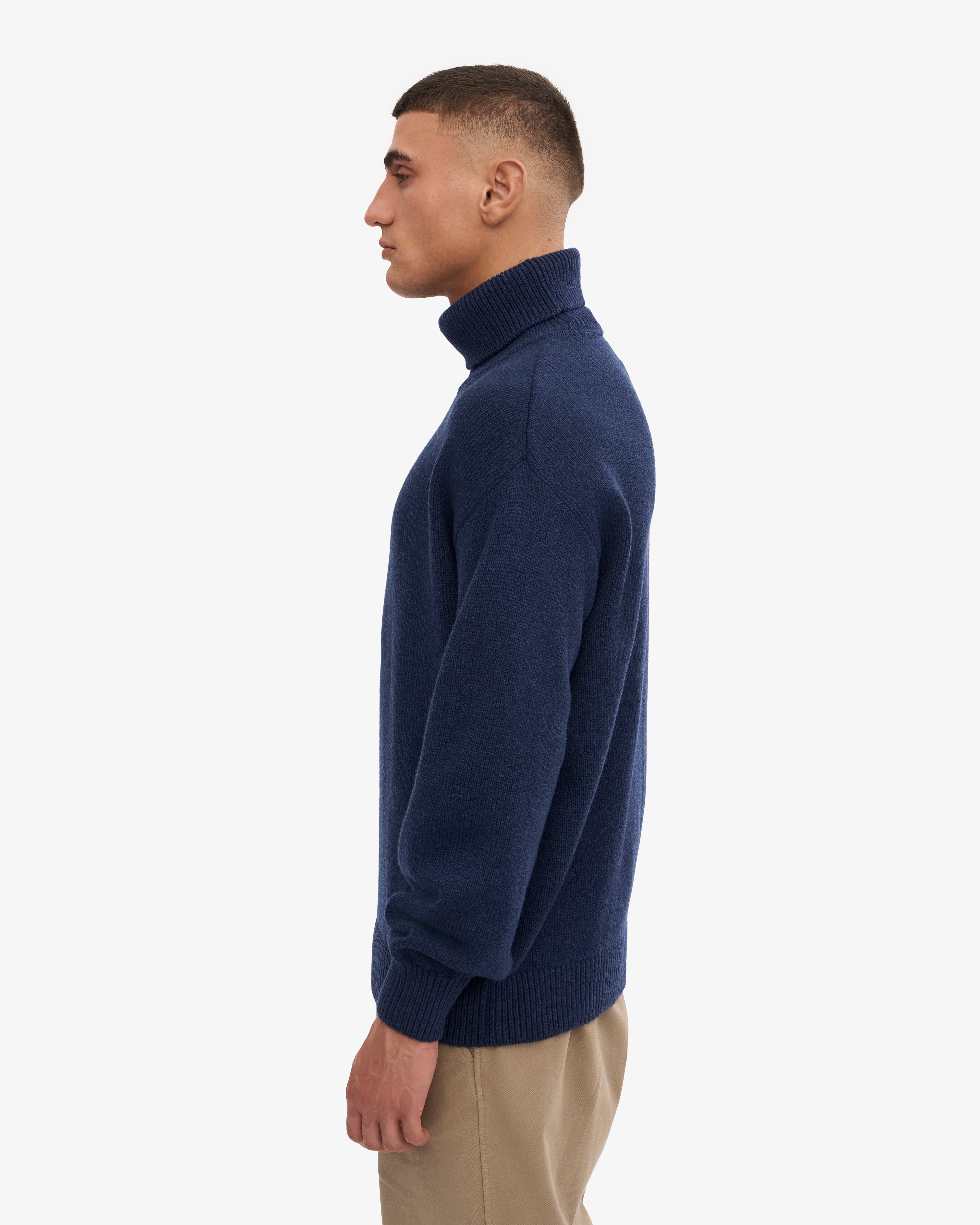 Premium Merino Wool Turtleneck Sweater for Women - Soft Warm Winter Pullover in Navy Blue - Perfect for Office, Travel & Cold Weather Outfits