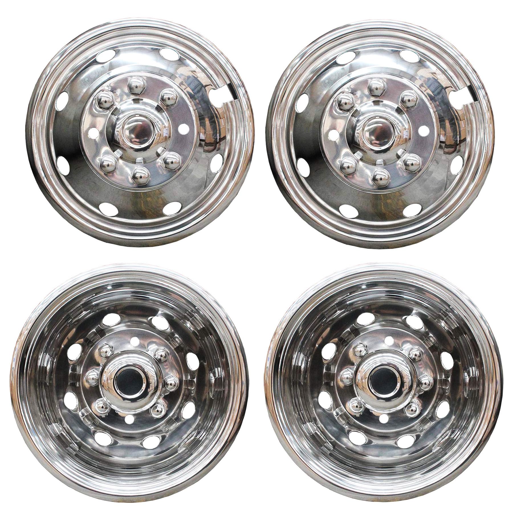 4pcs Polished Stainless Steel Wheel Simulators - 16