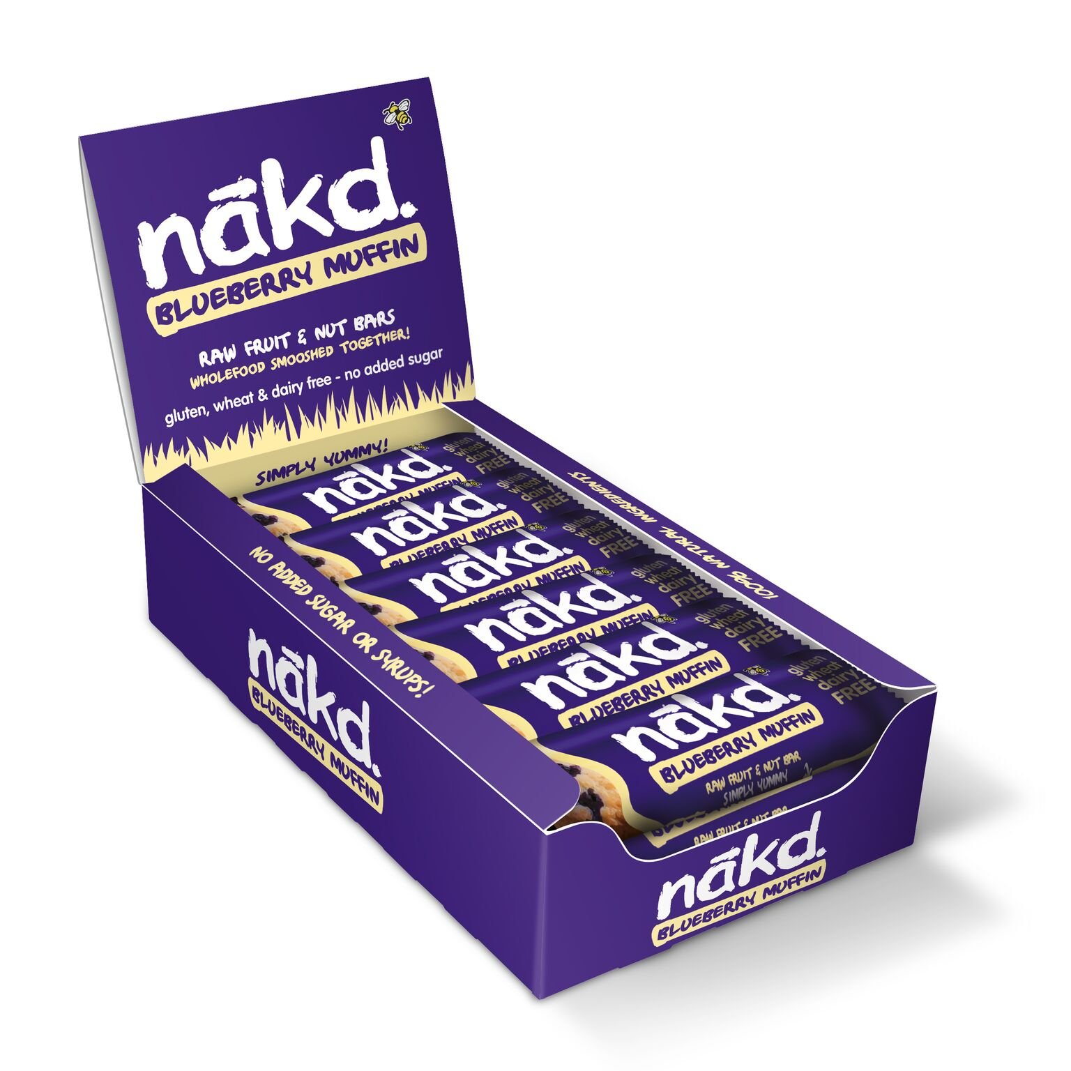 Nakd Bar Blueberry Muffin Flavor - Gluten Free Vegan Snack Bars with Raw Fruits & Nuts (18 Count Pack) - Perfect for Healthy Breakfast, Office Snacks & On-the-Go Energy Boost