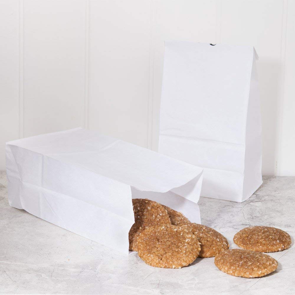 Perfect Stix - 100ct Kraft White Paper Bags (6lb Capacity) | Eco-Friendly Shopping Bags for Retail, Grocery & Takeout | Bulk Pack of 100 White Paper Bags for Small Businesses & Restaurants