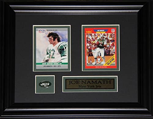 Joe Namath New York Jets 2 Card Football Memorabilia Collector Frame - Vintage NFL Display for Sports Fans & Collectors - Perfect for Man Cave, Sports Bar, or Gift for Football Enthusiasts
