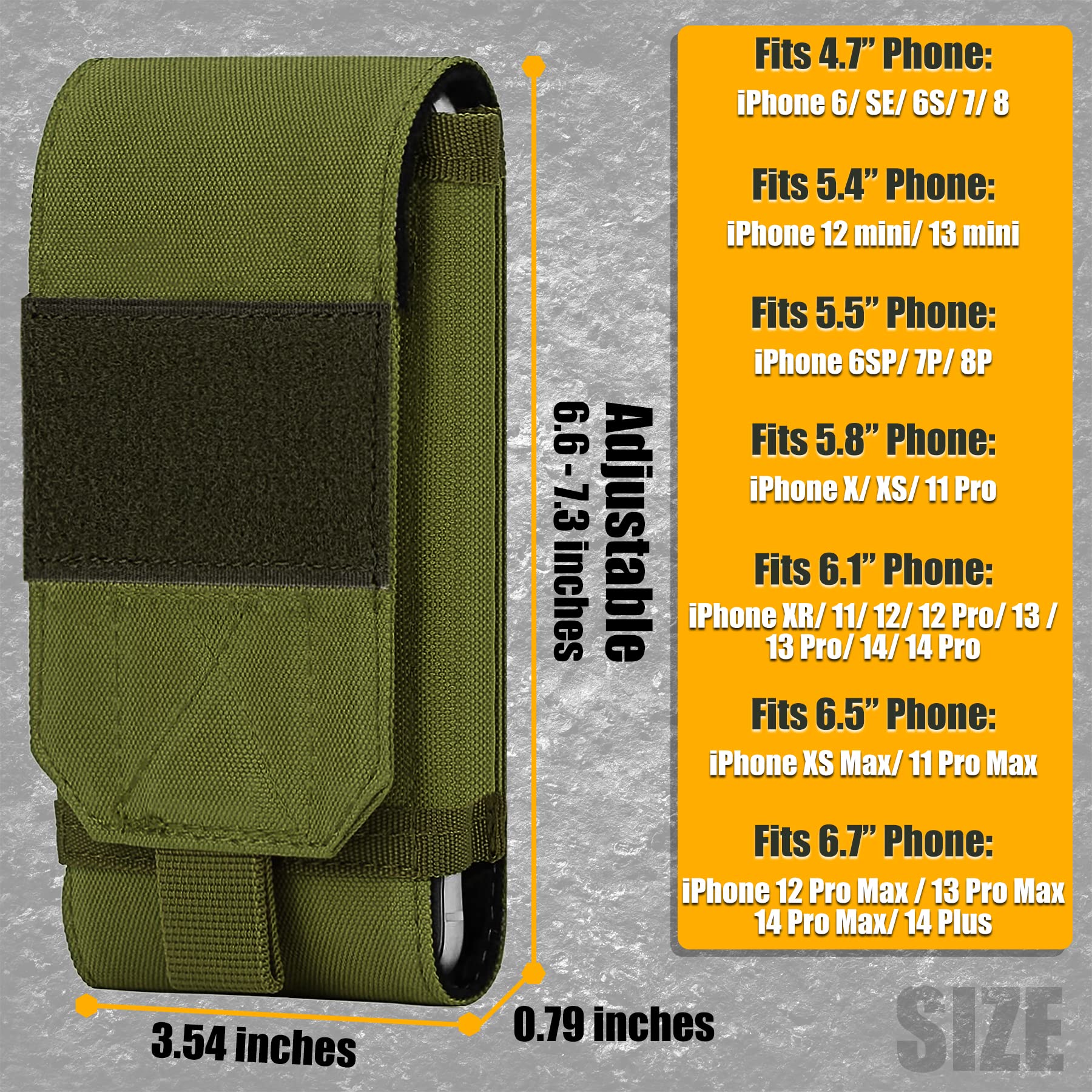 IronSeals Tactical MOLLE Phone Case - Heavy Duty Belt Loop Holster Pouch with American Flag Patch - Compatible with iPhone 16 Pro Max/16 Plus/16 Pro/16/15 Pro Max/14 Pro Max/13 Pro Max/12 Pro Max & Galaxy S24 Ultra - Perfect for Outdoor Adventures, Hiking, Military Use & Everyday Carry
